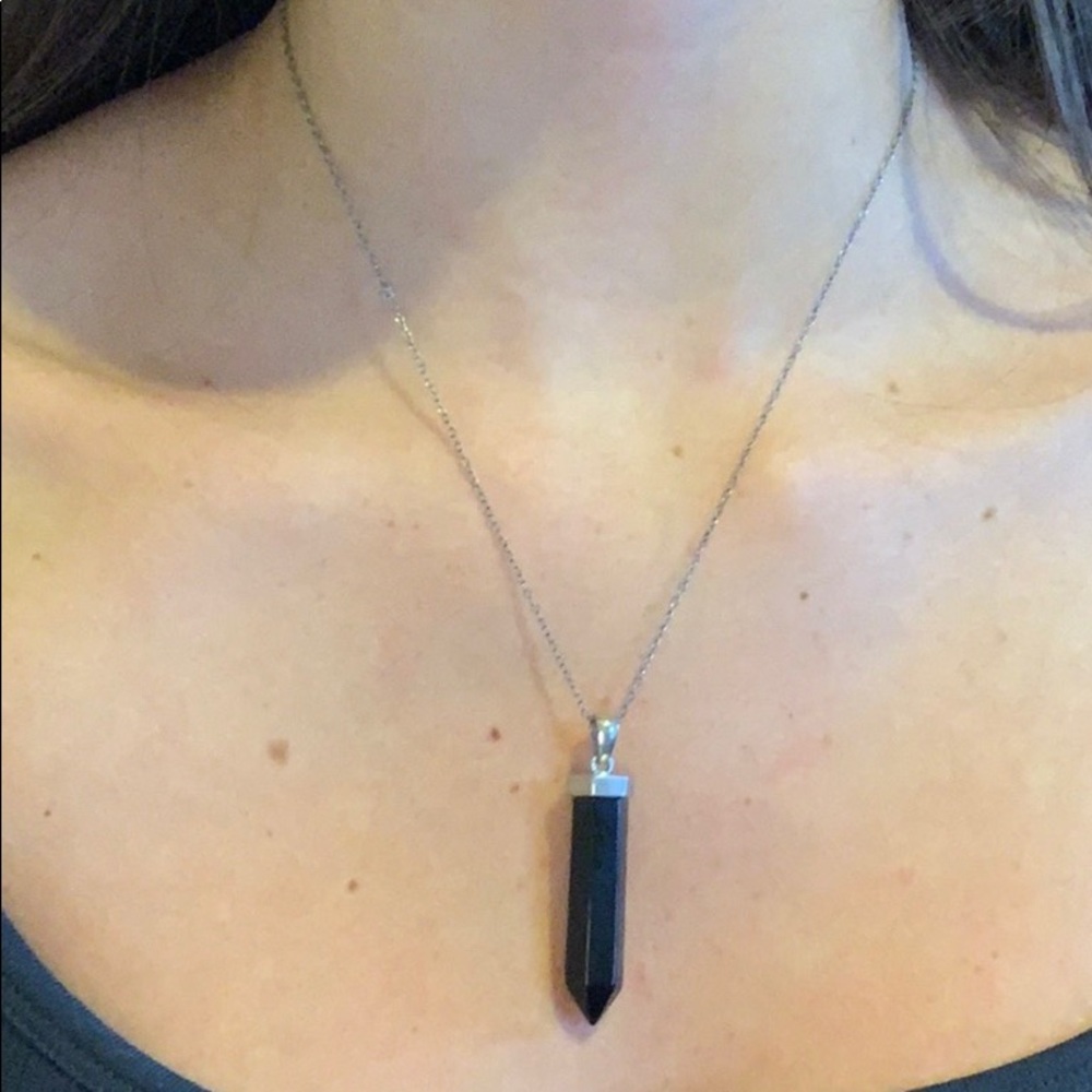 Silver Necklace with Black Vial